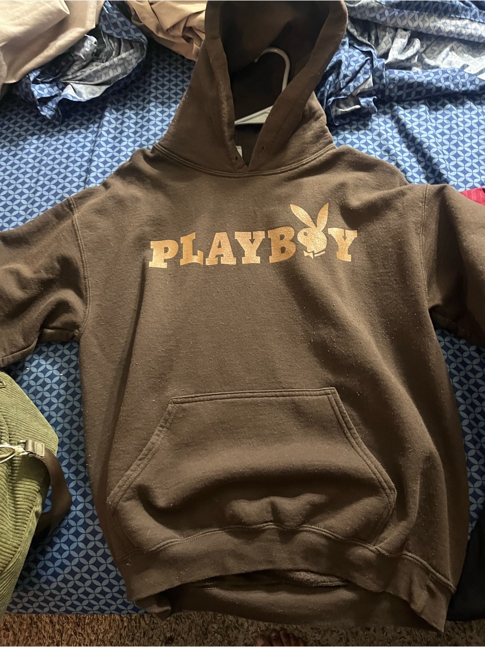PLAYBOY Brown Hoodie with Gold Logo